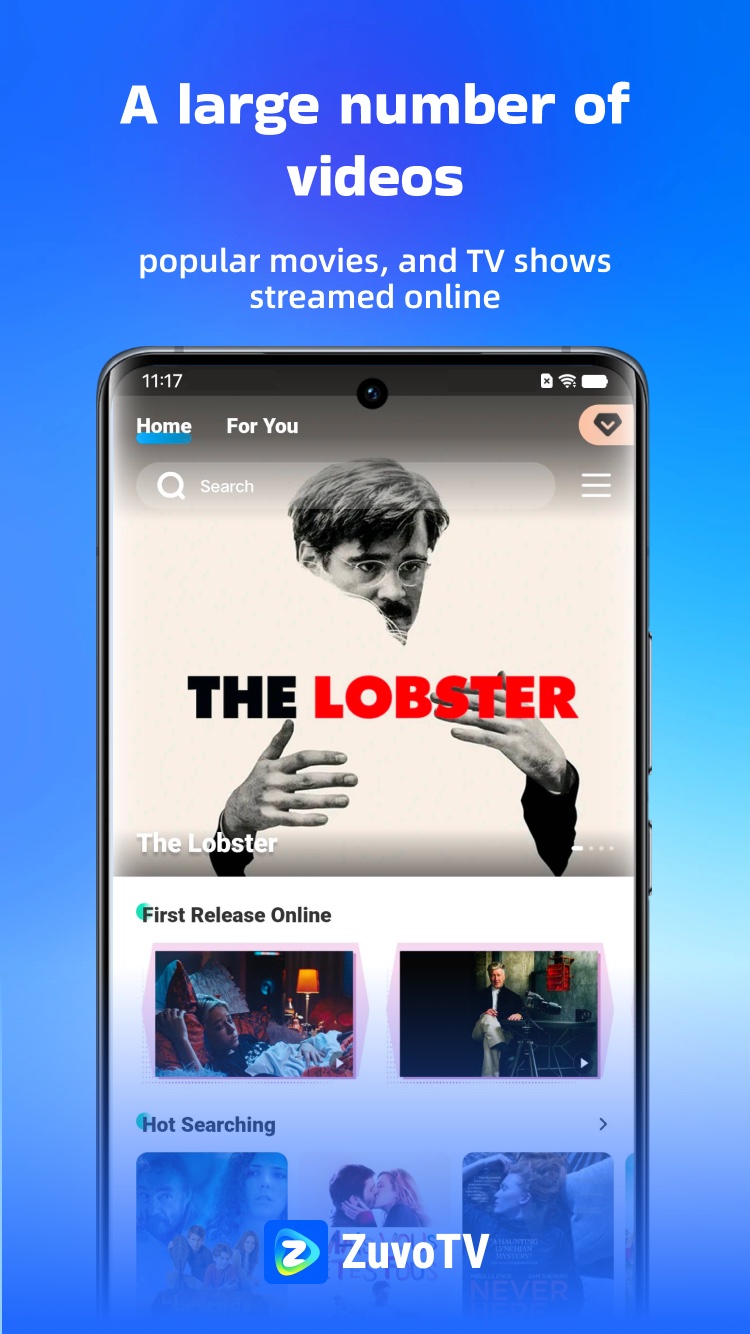 ZuvoTV home screen with movies and TV shows